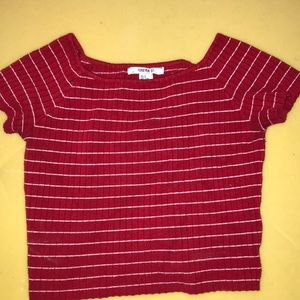 Red and White Striped Forever 21 Crop Top